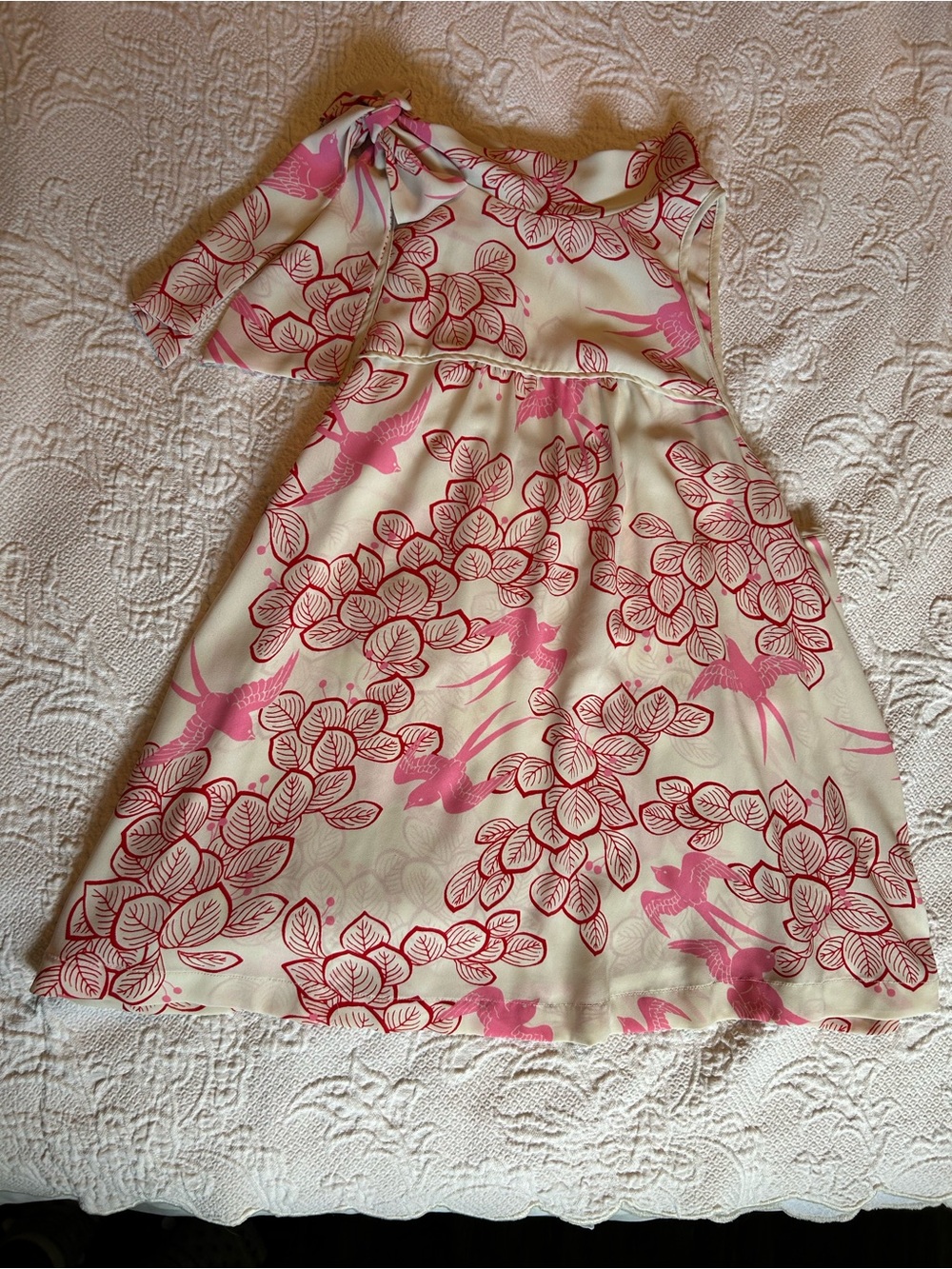 Maeve Cream Tank Top with Pink Floral & Bird Print
